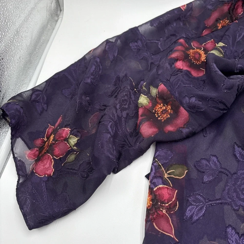 Secret Treasures Lingerie‎ Cover Robe Shawl Purple Floral Pattern 100% Polyester